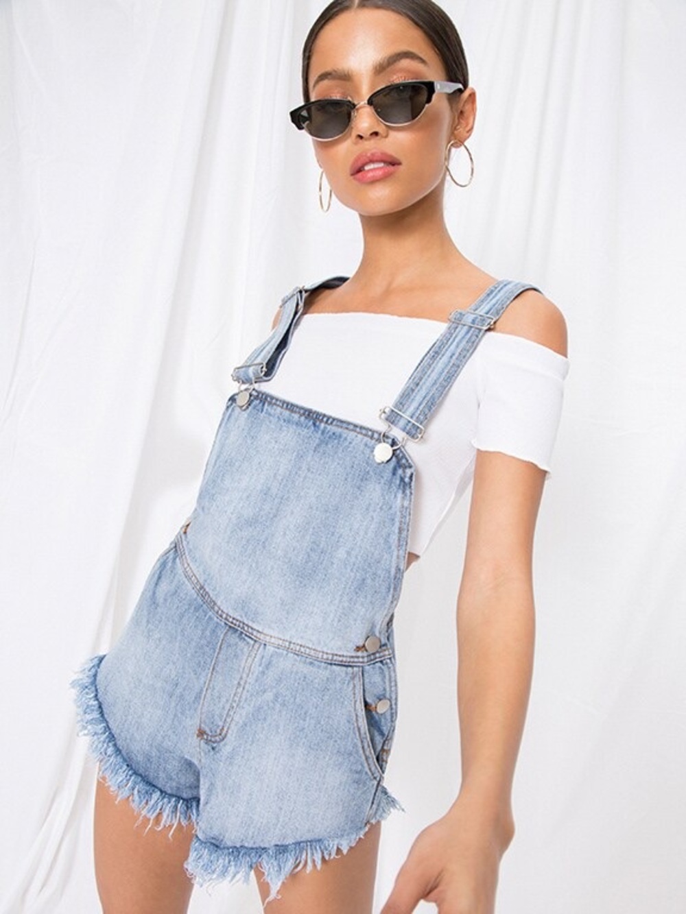 Superdown REVOLVE Denim Shortalls in Light Blue
